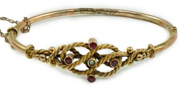 An Edwardian 9ct and gem set bracelet (a.f.), gross weight 7.4 grams.