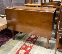 A George III mahogany drop leaf dining table, width 88cm, depth 36cm, height 70cm