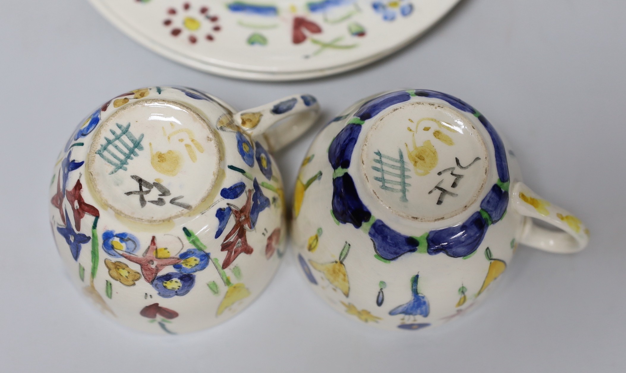 Jessie Marion King (1875-1949). Three different floral design tea cups, saucers and plates - Image 6 of 7