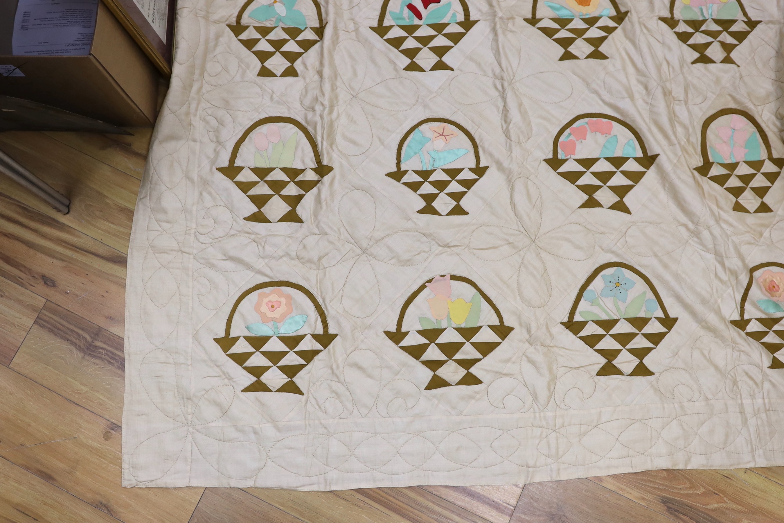 A North American embroidered silk quilt - Image 2 of 6