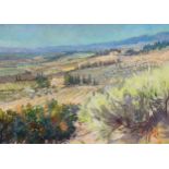 Tessa Spencer Pryse (b.1940), oil on board, 'Tuscany landscape, Italy', inscribed verso, 60 x 80cm