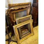 Eight Victorian and later giltwood and composition rectangular picture frames, largest 76 x 94cm