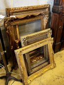 Eight Victorian and later giltwood and composition rectangular picture frames, largest 76 x 94cm