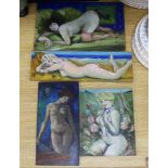 Gabriel Summers (b.1962), four oils on panel, Female nudes, all signed and dated verso, c.1996,