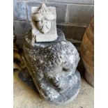 A limestone carved corbel, height 26cm