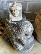 A limestone carved corbel, height 26cm