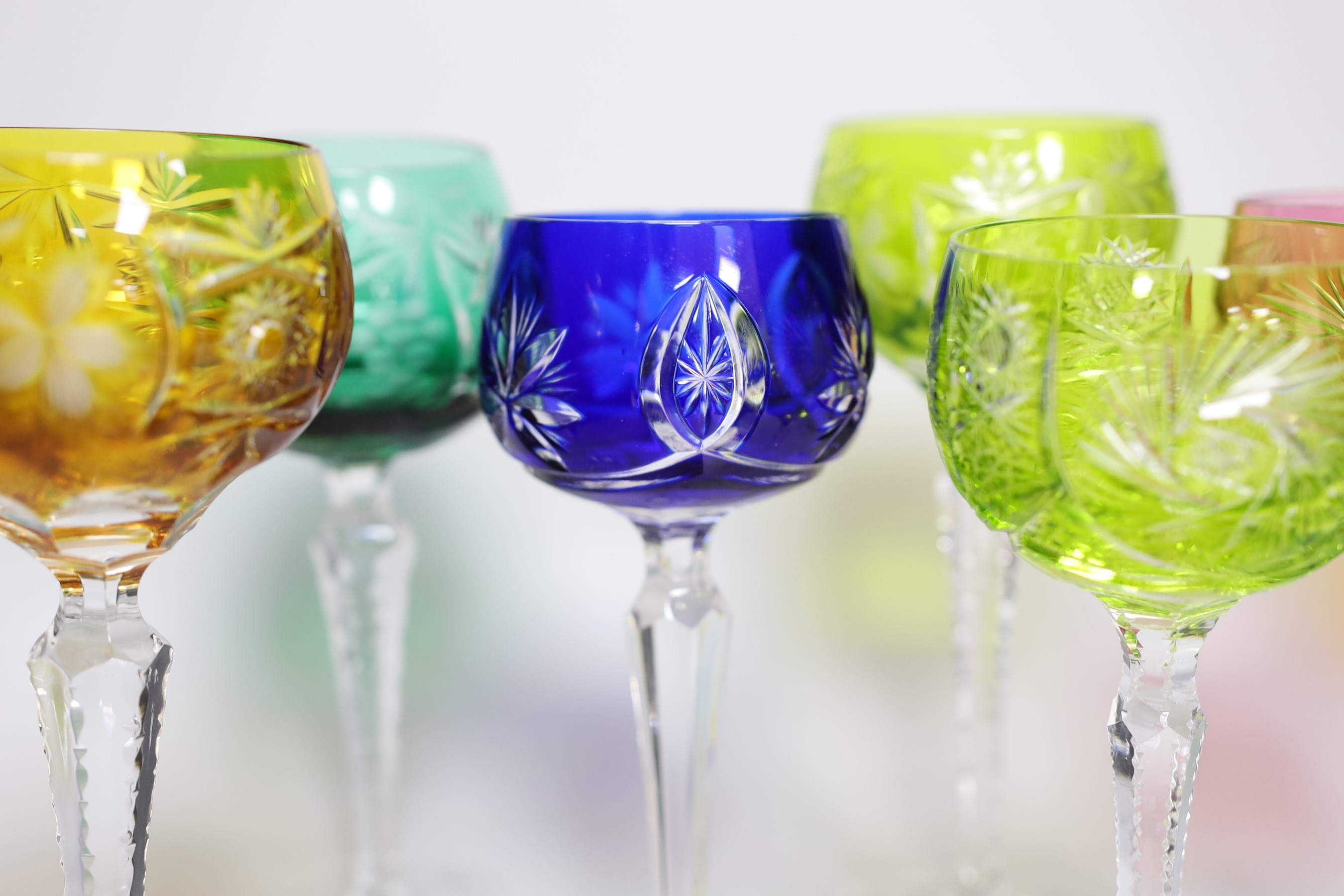 Eight coloured hock glasses - Image 5 of 6