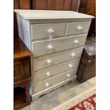 A modern painted pine six drawer chest, width 92cm, depth 46cm, height 118cm