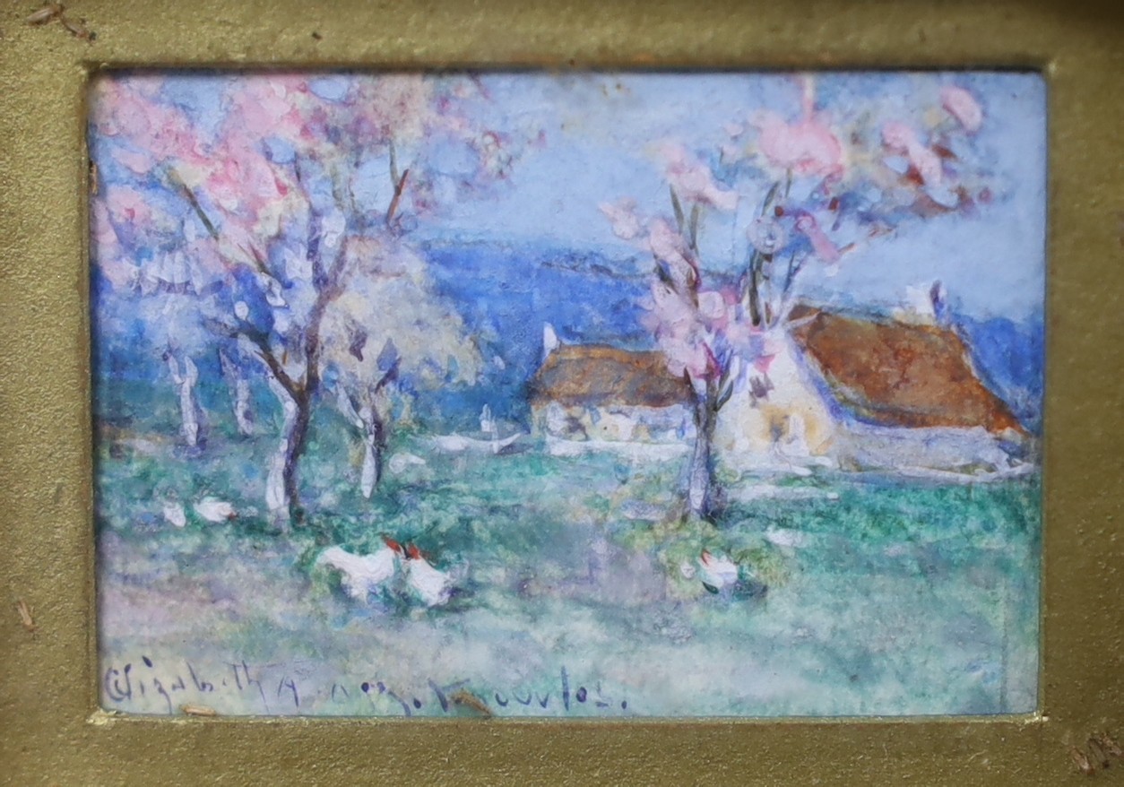 Elisabeth Annie McGillivray Knowles (1866-1928), two dolls house watercolours, Blossom trees and - Image 2 of 3