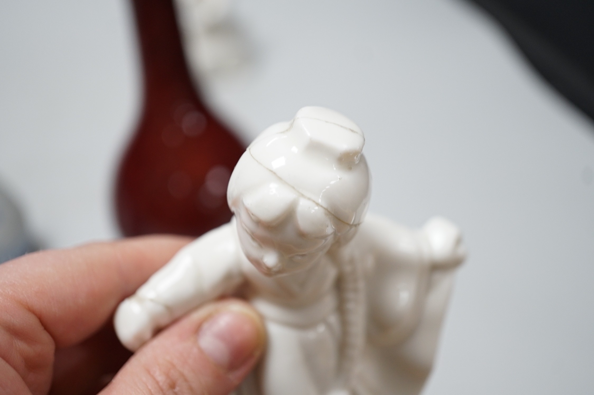 A Chinese sang de boeuf bottle neck vase, together with four Chinese miniature vases, three - Image 17 of 19