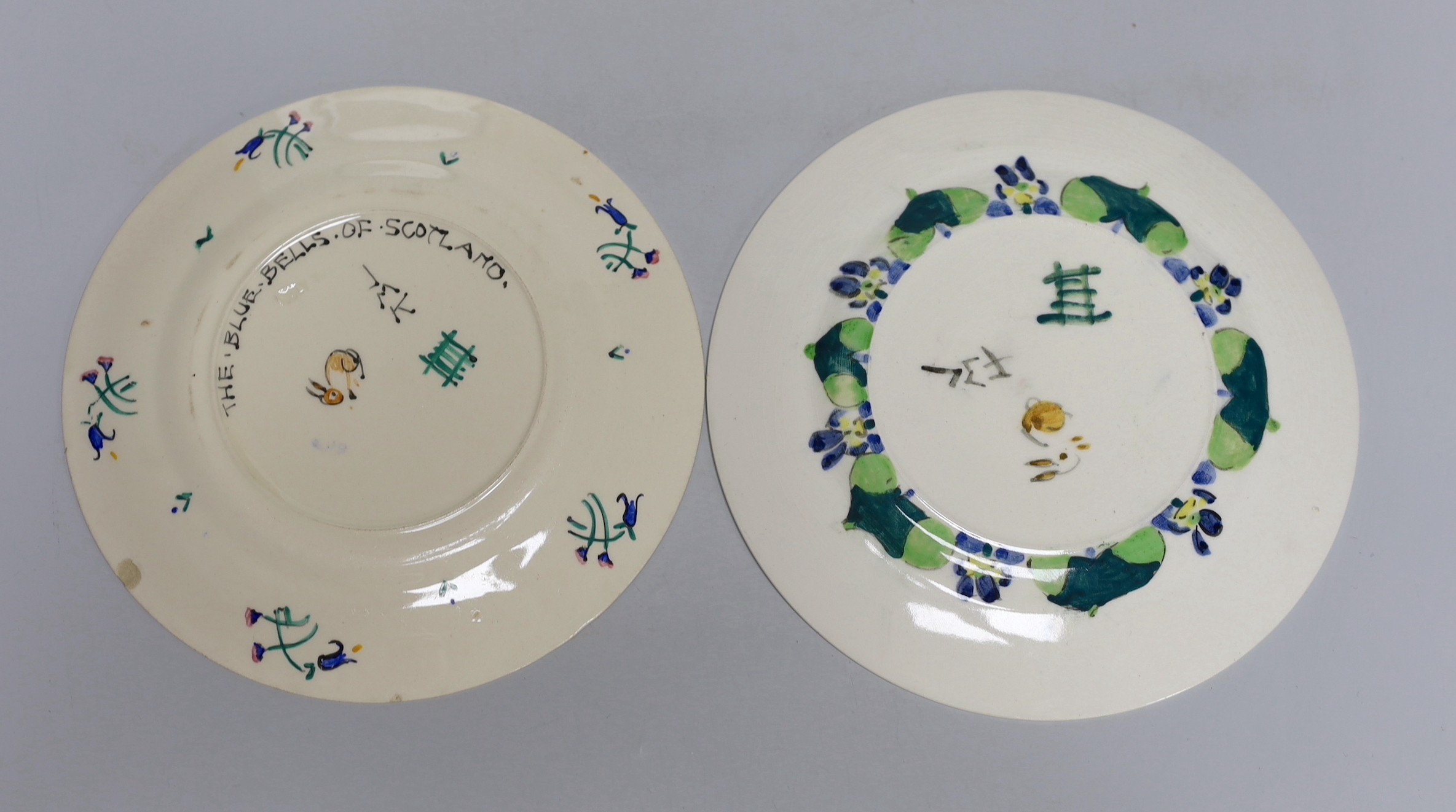 Jessie Marion King (1875-1949), four various floral design tea plates and three tea cups - Image 6 of 8
