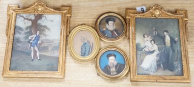 English School c.1900, pair of watercolour on card miniatures, Portraits of Robert Dudley, Earl of