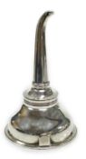 A George III silver wine funnel, Hannah Northcoat?, London, 1799, with muslin ring, 13.7cm, 96