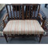 A George III and later mahogany chair back settee, length 93cm, depth 44cm, height 88cm