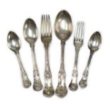 A harlequin part canteen of 19th century and later silver Queen's pattern cutlery, various dates and