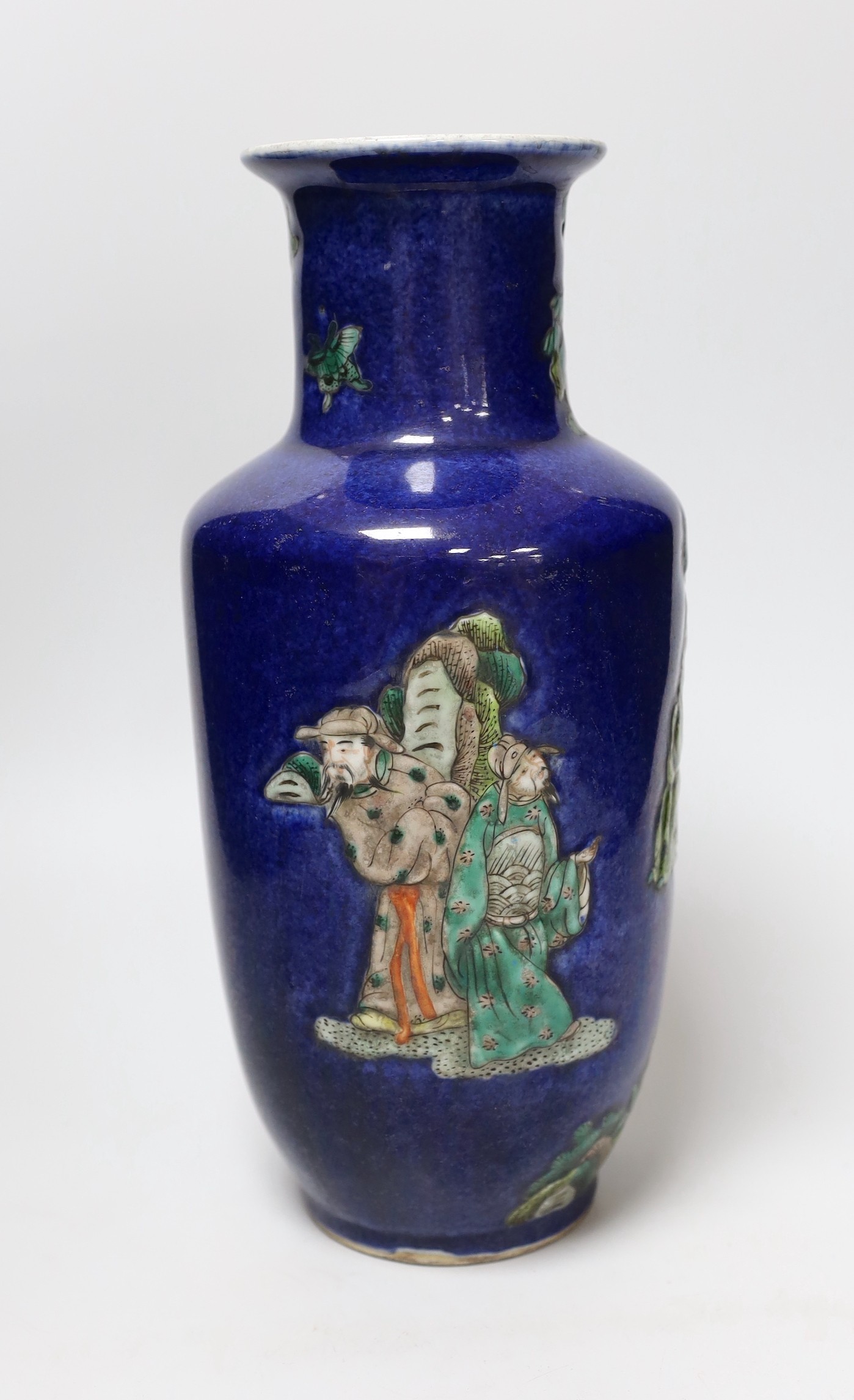 A Chinese powder blue ground figural vase, 33cm - Image 4 of 6