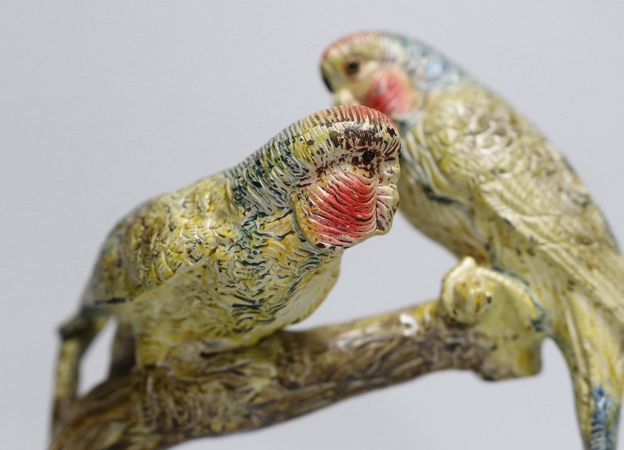 A Bergman style cold painted bronze budgerigar group, 25cm - Image 2 of 6