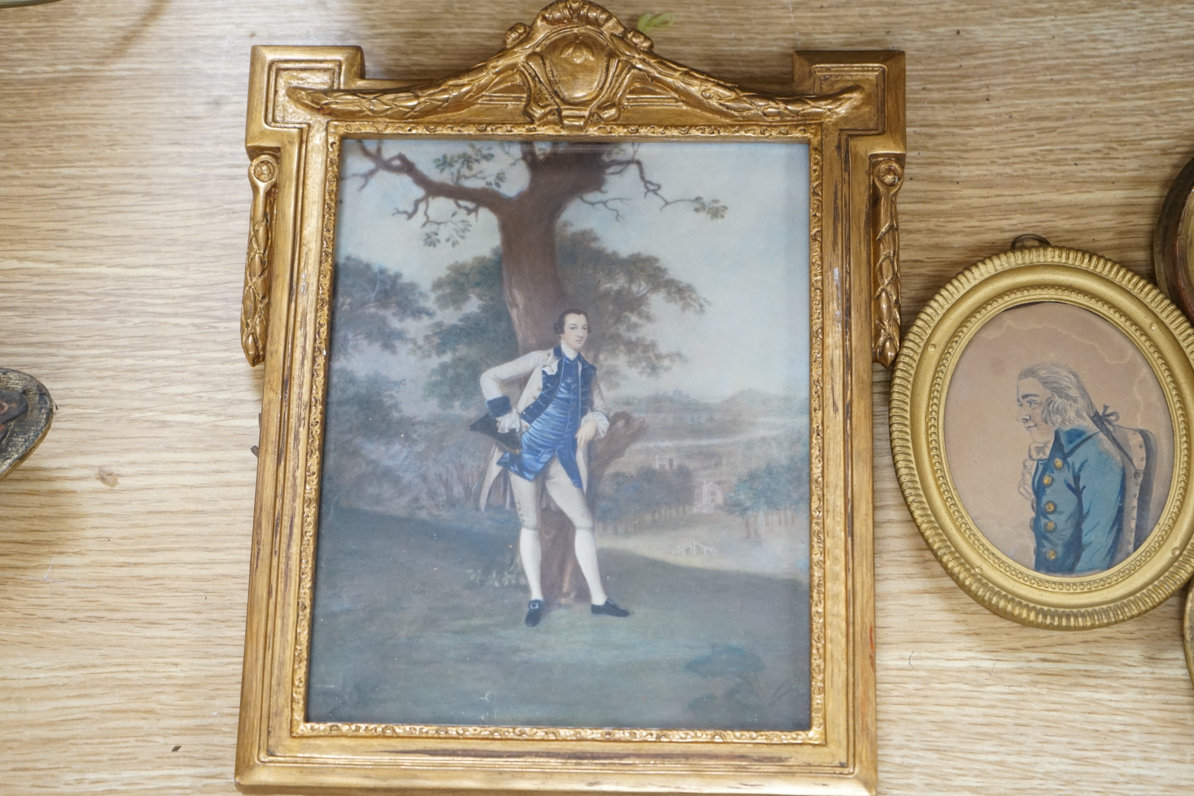 English School c.1900, pair of watercolour on card miniatures, Portraits of Robert Dudley, Earl of - Image 2 of 4