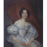 Attributed to William Bradley (1801-1857), oil on canvas, Portrait of Ellen Maingay, daughter of
