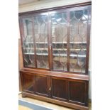 A Victorian mahogany library bookcase, width 182cm, depth 47cm, height 231cm