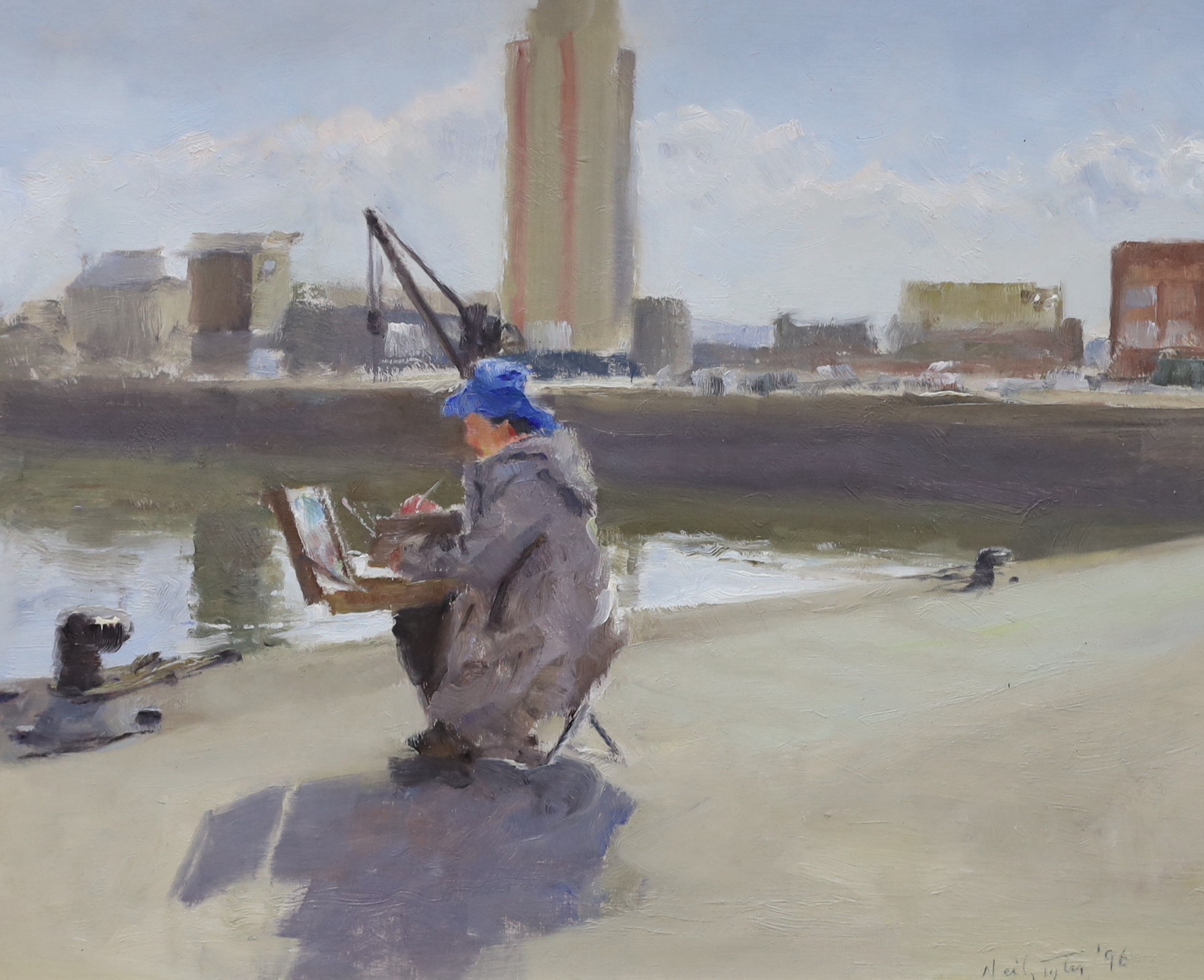 Neil Tyler (b.1945), three oils, 'Cornish tin mine', 'Old Gate, Dieppe' and 'The artist at work', - Image 4 of 4