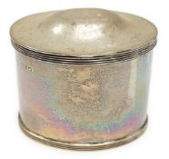 An Edwardian silver oval tea caddy, S. Blanckensee & Sons Ltd, Chester, 1908, height 83mm, 6.8oz.