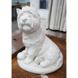 A painted carved stone model of a Scottish terrier, height 46cm