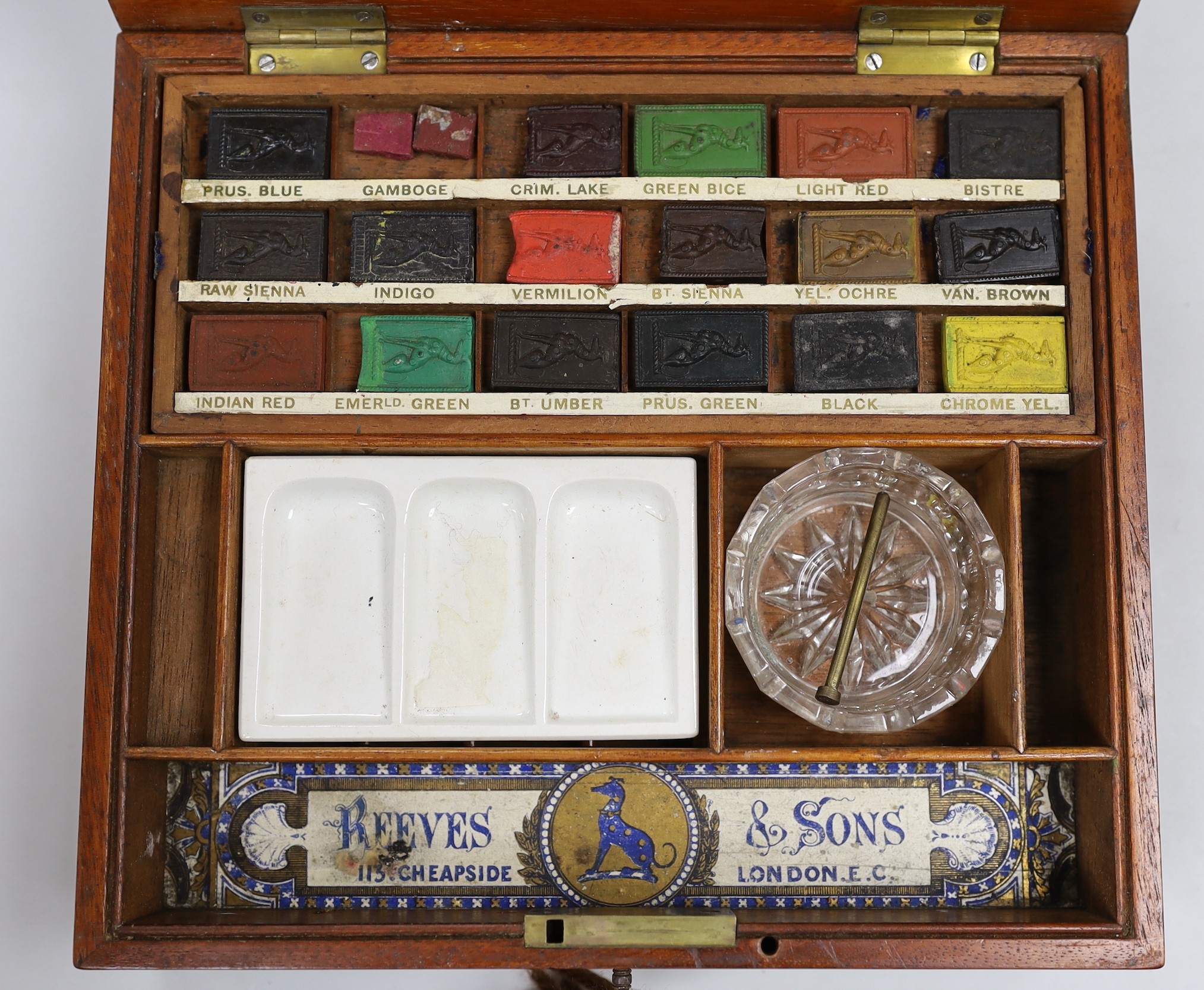 A Reeves & Sons mahogany cased watercolour set 23 cm - Image 3 of 4