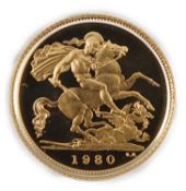 Elizabeth II (1952-2022), Royal Mint Proof Half-Sovereign, 1980, cased