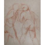 Alfred George Stevens (1817-1875), sanguine chalk, Sketch of two standing figures, 30 x 26cm