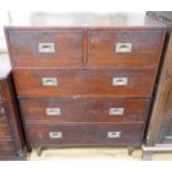 A Victorian and later mahogany two part military chest of two short and four long drawers, width