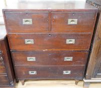 A Victorian and later mahogany two part military chest of two short and four long drawers, width