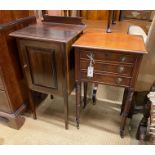 A Regency mahogany two drawer work table, width 43cm, depth 32cm, height 74cm, together with an