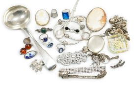 A George III silver sauce ladle, London, 1803 and a quantity of assorted jewellery including two