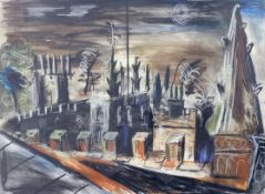 Manner of John Piper, pastel, 'St Nicholas's Church, Dyke Road, Brighton', 55 x 74cm