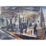 Manner of John Piper, pastel, 'St Nicholas's Church, Dyke Road, Brighton', 55 x 74cm