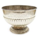 An Edwardian demi fluted silver presentation rose bowl, William Hutton & Sons, London, 1905,