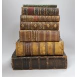 ° ° A brown leather bound Bible dated 1814, a volume of Modern Steam Practice and Engineering and