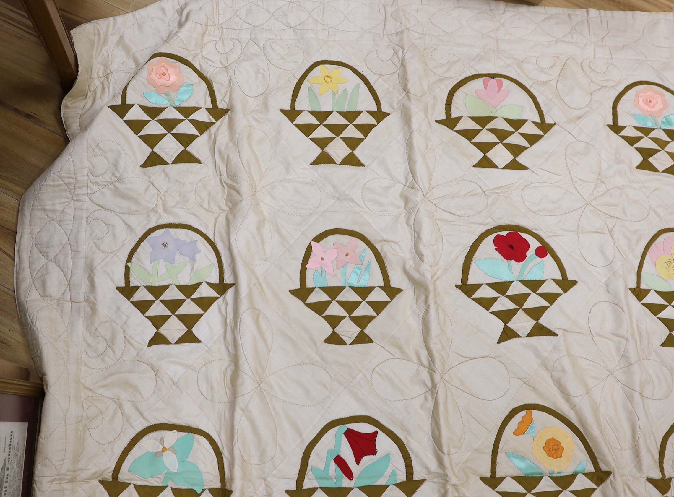 A North American embroidered silk quilt - Image 4 of 6