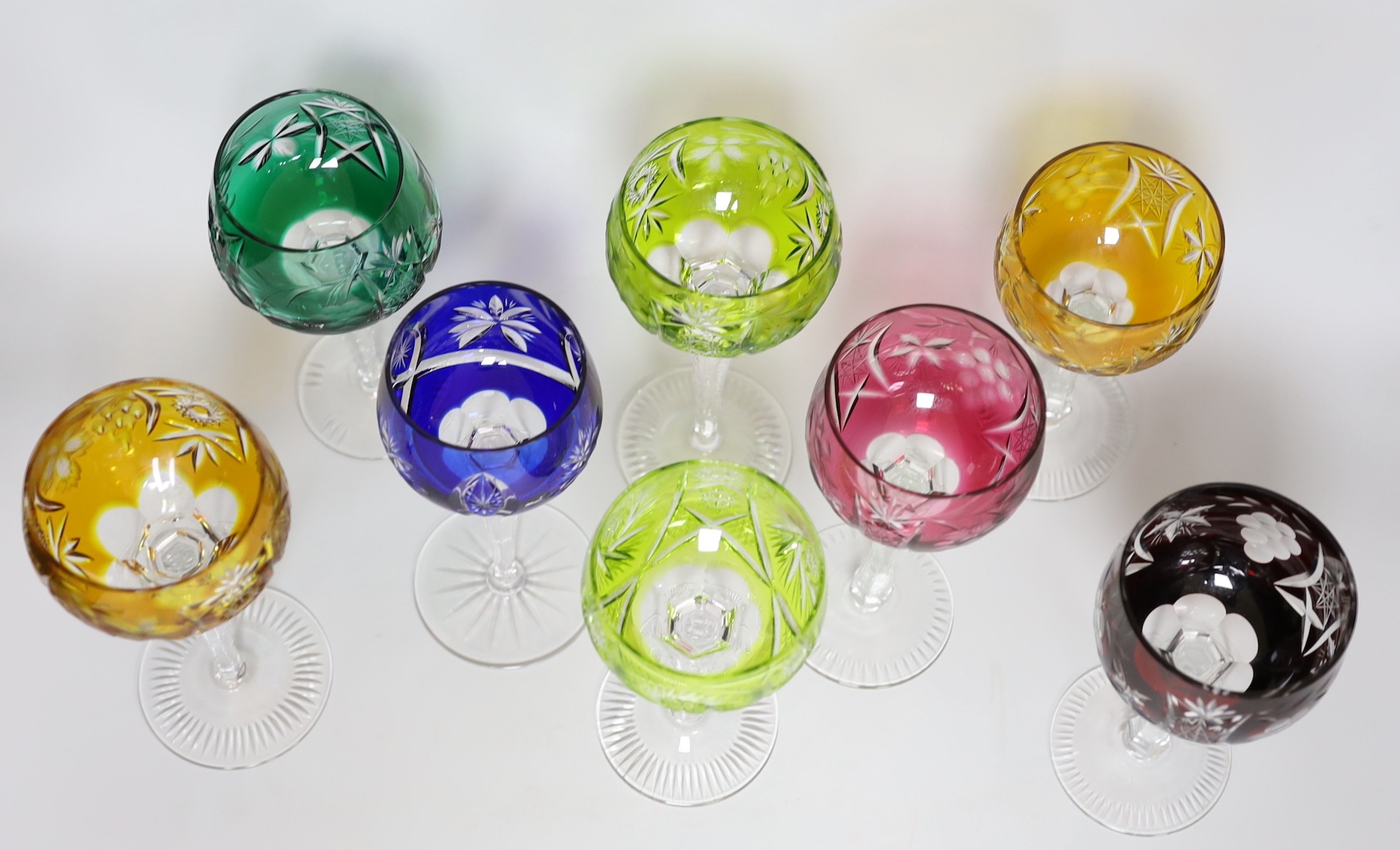 Eight coloured hock glasses - Image 6 of 6