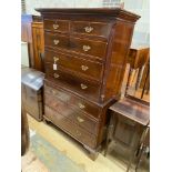 A George III banded mahogany chest on chest, width 112cm, depth 53cm, height 173cm
