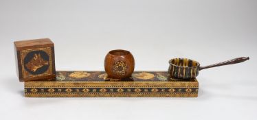 Tunbridgeware - a Hungarian ash case of lining paper samples, by Edmund Nye, possibly a travelling