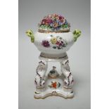 A 19th century Herend porcelain pastille burner and cover, date code for 1863, 17cm