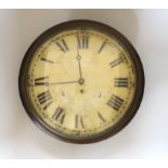 A Victorian fusee wall clock, with convex dial, pendulum but no key