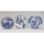 Three Chinese porcelain dishes, largest 17cm