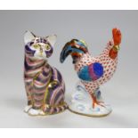 A Herend chicken and a Derby cat