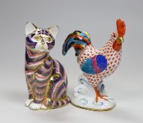 A Herend chicken and a Derby cat