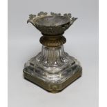 A 19th century Baccarat glass and brass pedestal base from a large table centre, small Baccarat