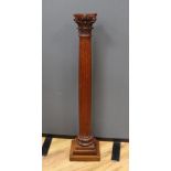 An early 20th century carved walnut Corinthian column, 80cm high