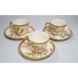 Three Royal Worcester cups and saucers